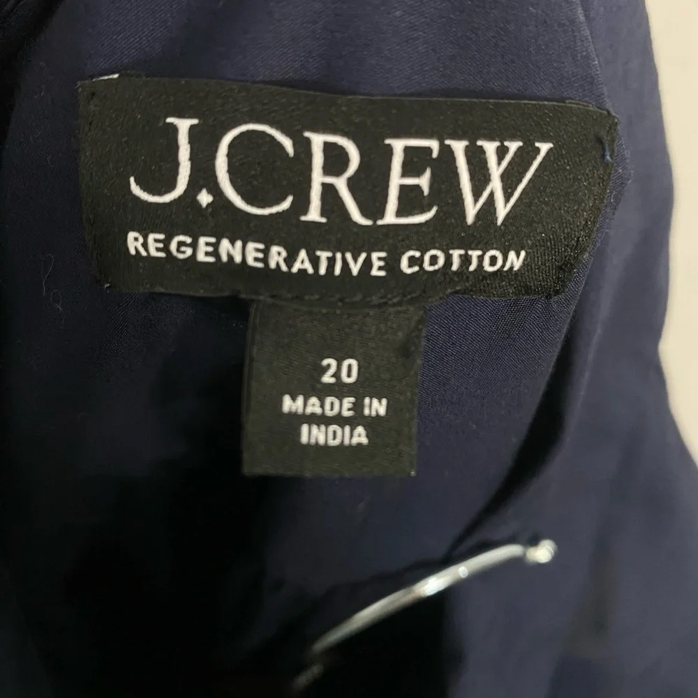 J.CREW Elena Mini Shirt Poplin Dress Navy Blue